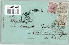 Hodonin Göding 1900 Gebrauchsspuren Bahnhof Gasthaus Dampf- Mühle Kirche Tscheitsch Lithographie