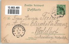 Bischofswerder Biskupiec 1899 Gebrauchsspuren kath. Kirche Matktplatz ev. Kirche Lithographie