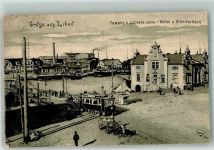 Libau Liepaja 1915 Foto AK Hafen Straßenbahn Feldpost WK I Nr. 168