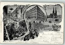 1090 Wien 9. Bezirk, Alsergrund 1900 Foto AK Kath. Votiv- Kirche Gasthaus Gilly zum silbernen Brunnen