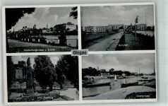 Glogau Glogow 1941 Foto AK Feldpost WK II Res. Lazarett Denkmal Bahnhof Hindenburgbrücke Schloss