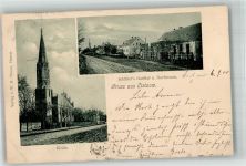 14641 O1551 Lietzow b Nauen 1900 - Dorfstrasse Gasthaus Schlüter Dorfkirche