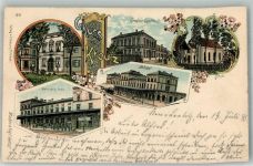 Kreuz Krzyz Wielkopolski 1898 Gebrauchsspuren Gasthaus Bahnhof Apotheke Kirche Lithographie