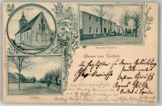 16321 O1281 Rüdnitz 1899 Gebrauchsspuren Kirche Dorfstrasse Gasthaus Damerow