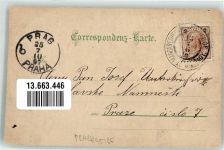 Prachatice Prachatitz 1897 Gebrauchsspuren Pension Studentenheim Unteres Tor Lithographie
