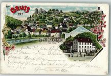 54614 W5544 Schönecken 1903 Gebrauchsspuren Lithographie Hotel Ronde