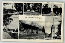 16928 O1921 Groß Woltersdorf , Prignitz - Gasthaus Giesel Garten Kirche Kriegerdenkmal