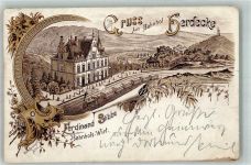 58313 W5804 Herdecke , Ruhr 1899 Gebrauchsspuren Lithographie Bahnhof Herdecke Bahnhofgasthaus Stauchung