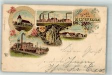 39448 O3262 Westeregeln 1899 Lithographie Bergmann Wappen Douglashall Gasthaus Luther Verlag Ottmar Zieher-München