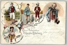 41812 W5140 Erkelenz 1899 Lithographie Theater Erkelenz Kölner Volksbühne Schauspieler