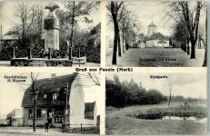 14621 O1545 Pausin - Kriegerdenkmal Waldteich Dorfstrasse Geschätshaus Wussow