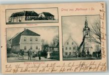 01594 O8401 Mehltheuer b Riesa 1903 - Gut Gruhle Gasthaus Hölzig Radfahrer Dorfkirche