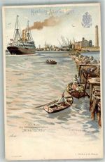 Port Said Postdampfer Kiautschou in Port Said Hamburg-Amerika Linie Kolonien Kiautschou 1899 Lithographie / Künstlerkarte