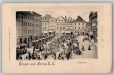 Sorau Zary Foto AK Marktszene Marktplatz