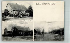 16866 O1901 Schrepkow 1910 - Dorfstrasse Manufakturhandlung Dahl Kirche Schule