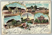 39448 O3251 Etgersleben 1905 Lithographie Bleckendorf Schloss Gasthaus zum Adler Gasthaus zum Landhause Bahnhof Bahnpost Etckertsleben-Förderstedt Zug 851