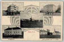 4331 Naarn 1914 Foto AK Kirche Schule Villa Kunze Pfarrhof