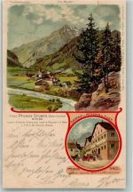 6542 Pfunds 1900 Lithographie Gasthaus Pension zur Post