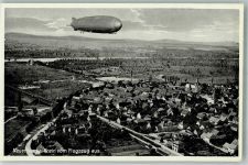 79395 W7844 Neuenburg am Rhein Foto AK Zeppelinaufnahme Luftschiff Zeppelin über Neuenburg