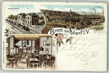 08626 O9930 Adorf , Vogtl 1904 Lithographie Bahnhof Bahnhof-Gasthaus