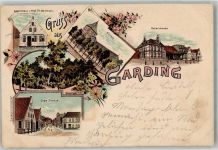 25836 W2256 Garding 1904 Lithographie Osterstrasse Enge Strasse Stadtgarten Geburtshaus Prof. Mommsen