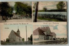 16321 O1281 Rüdnitz 1920 - Dorfkirche Bahnhof Meche-See Gasthaus Damrow