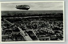 79395 W7844 Neuenburg am Rhein Foto AK Zeppelinaufnahme Luftschiff Zeppelin über Neuenburg