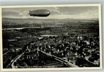 79395 W7844 Neuenburg am Rhein Foto AK Zeppelinaufnahme Luftschiff Zeppelin über Neuenburg
