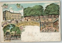 39439 O3256 Güsten , Anh 1903 Lithographie Gasthaus Schützenhaus Garten Tanzsaal