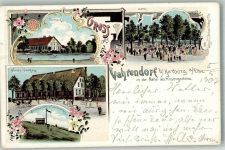 21224 W2107 Vahrendorf , Siedlung 1907 Lithographie Gasthaus Wendt Dorfteich Rosengarten
