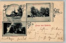 16321 O1281 Rüdnitz 1902 - Feststrasse Girlandenschmuck Gasthaus Damerow Kirche