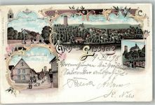 63683 W6474 Lißberg , Hess 1898 Lithographie Burg Turm Gasthaus Darmstädter Hof