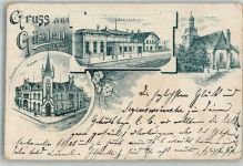 39439 O3256 Güsten , Anh 1897 Gebrauchsspuren Vorläufer Lithographie Postamt Bahnhof Dorfkirche