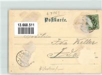 73553 W7061 Ebnisee 1895 Gebrauchsspuren Vorläufer Lithographie Ebnisee Ruderboot Ebersburg Hotel