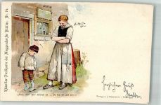 Nr. 14 sign. Reiss, Fritz Trachten + Adelskorrespondenz Meggendorfer Blätter 1898 Lithographie / Künstlerkarte