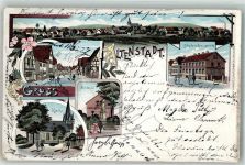 63674 W6472 Altenstadt , Hess 1899 Lithographie Kirche Denkmal Dorfstrasse Schule Amtsgericht
