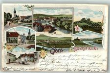 96250 W8629 Ebensfeld 1900 Lithographie Eisenbahnstrasse Gasthaus zum Schwan Apotheke Mainbrücke Veitsberg