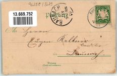 96250 W8629 Ebensfeld 1900 Lithographie Eisenbahnstrasse Gasthaus zum Schwan Apotheke Mainbrücke Veitsberg