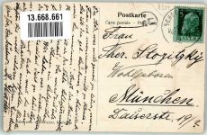94513 W8351 Schönberg , Niederbay 1912 Gebrauchsspuren Knabenschule Kaufhaus Wacker Kirche St. Margareta