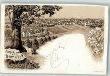 55286 W6501 Wörrstadt 1896 Lithographie Wörrstadt Eisenbahn Damfzug Bahnpost