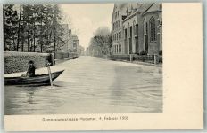 W6253 Hadamar , Westerw Hochwasserkatastrophe Hadamar 4. Feb. 1909 Überschwemmte Gymnasiumstrasse Hochwasser 1909