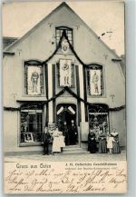 21756 W2176 Osten , Oste 1912 Gebrauchsspuren Geschäftshaus Oellerich Fassadenschmuck während des Bezirks-Kriegertages 1907
