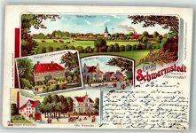 29690 W3033 Schwarmstedt 1901 Lithographie Rittergut Alt Schwarmstedt Mühle und Villa Warnecke Poststrasse