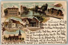 21762 W2178 Otterndorf , Niederelbe 1897 Lithographie Rathaus Kirche Schulhaus Hafen Neue Schule