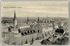 67593 W6525 Westhofen , Rheinhess 1915 - Ev. Kirche und Kath. Kirche Zeichnung