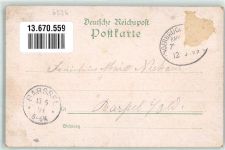 55450 W6536 Langenlonsheim 1899 Lithographie Gasthaus zur Stadt Kreuznach Bahnhof Bahnpost