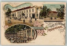 10115 W1000 Friedrichsfelde 1902 Lithographie Gasthaus Schloss-Restaurant Gartenwirtschaft Schloss