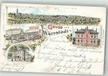 55286 W6501 Wörrstadt 1898 Lithographie Amtsgericht Neunröhrenbrunnen Höhere Bürgerschule
