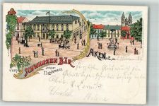 06385 O4372 Aken 1899 Lithographie Gasthaus zum schwarzen Bär