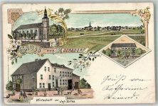 56290 W5449 Mörsdorf , Hunsrück 1902 Lithographie Dorfkirche Gasthaus Zilles Post